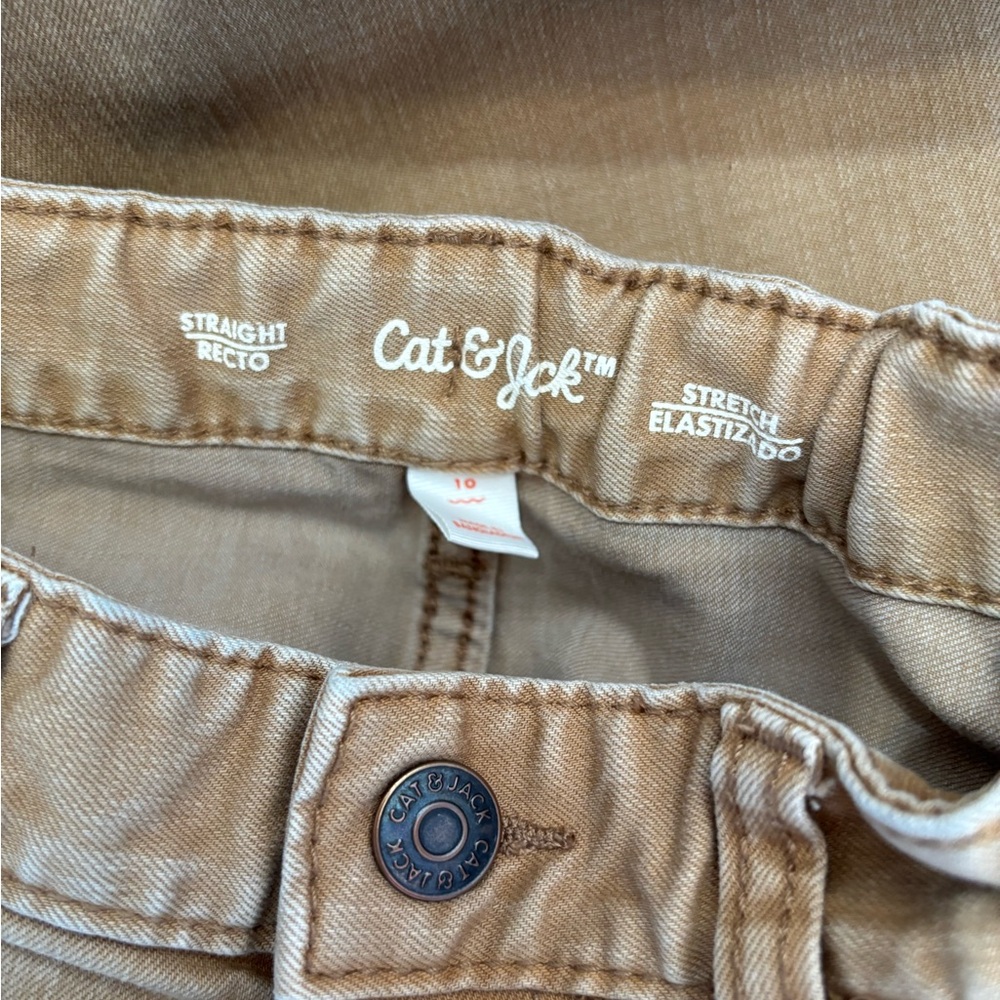 Cat & Jack Boys Tan Brown Straight Denim Jeans Adjustable Waist Size 10 - Picture 4 of 4